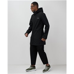 Парка спортивная мужская с капюшоном softshell черного цвета 9565Ch