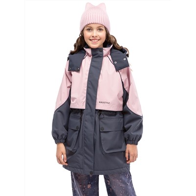 Парка утеплённая для девочки NIKASTYLE 5м3425 Сакура Графит