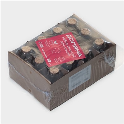 Набор баночек для специй Доляна «Парфе. Афина», 35 мл, 4.3×8 см, с пробковой крышкой, 12 шт., стекло, прозрачный