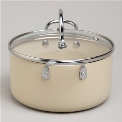 КАСТРЮЛЯ AGNESS С АНТИП. ПОКР.  И СТЕКЛ. КРЫШКОЙ 1350 МЛ, 16*8 СМ