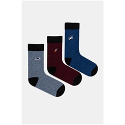Skarpetki bawełniane męskie z ozdobnym haftem (3-pack) kolor multicolor