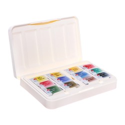 Акварель художественная в кюветах, 12 цветов х 2.5 мл, ЗХК "Белые ночи", пластиковая палитра, 1942036