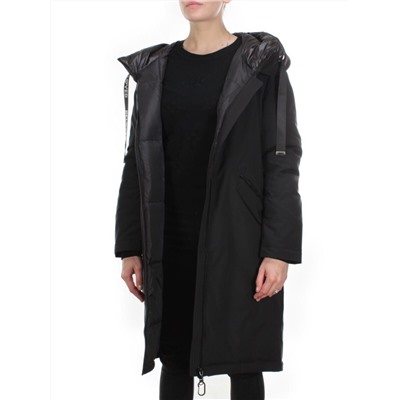 2238 BLACK Пальто женское зимнее AKIDSEFRS (200 гр. холлофайбера)