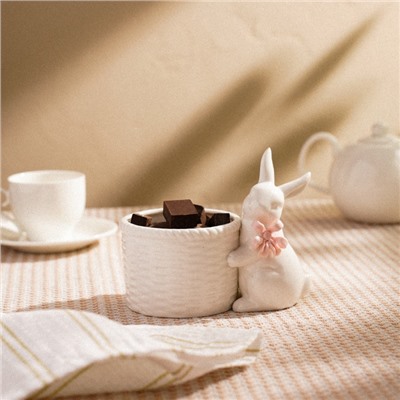 Конфетница SL Home «Лесные кролики», 15×9×12.5 см, фарфор, белая