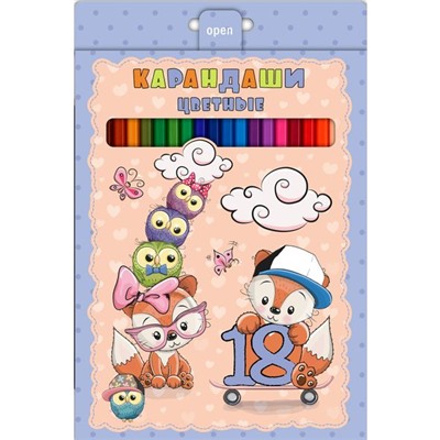 Карандаши 18цв Друзья мультяшки Hatber BKc_18114 Хатбер/8/Китай