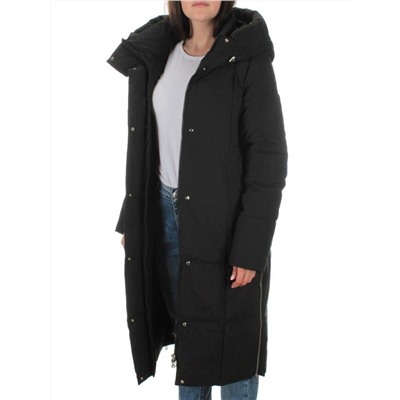 22361 BLACK Пальто зимнее женское облегченное (150 гр. холлофайбера)