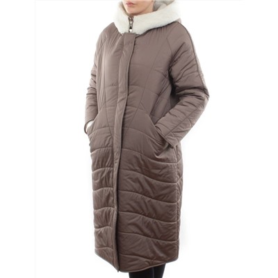 2660 DK. BEIGE Пальто двухстороннее женское еврозима (100 гр. холлофайбер)
