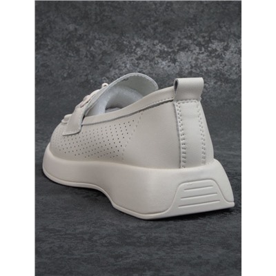 03-YD14-2D MILK WHITE Лоферы женские (натуральная кожа)