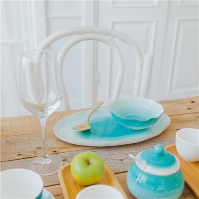 Блюдо Доляна «Млечный путь», 29.5×17.5 см, фарфор, бирюзовое