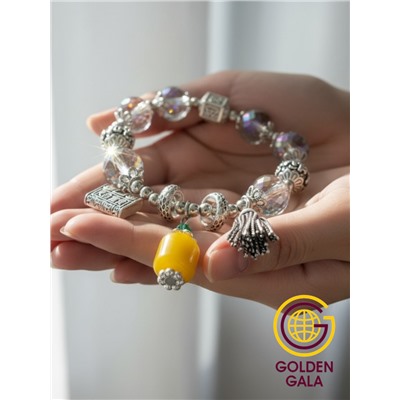 Браслет женский с кристаллами на резинке БР12/03 (перламутровый хамелеон)