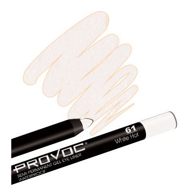 Provoc Гелевый карандаш-подводка для глаз водостойкий / Semi Permanent Gel Eye Liner №61 White Hot, белый матовый