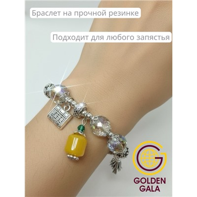 Браслет женский с кристаллами на резинке БР12/03 (перламутровый хамелеон)