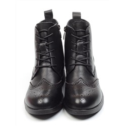 01-5557-1 BLACK Ботинки демисезонные (натуральная кожа, байка)