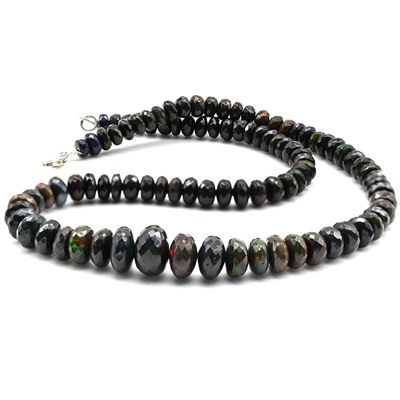 Колье натуральный опал черный, 45см, 30,6г