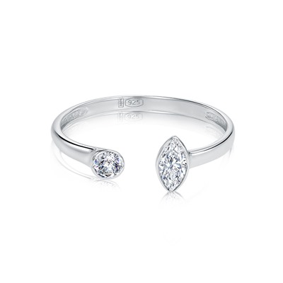 Кольцо с фианитом родированное серебро 925*