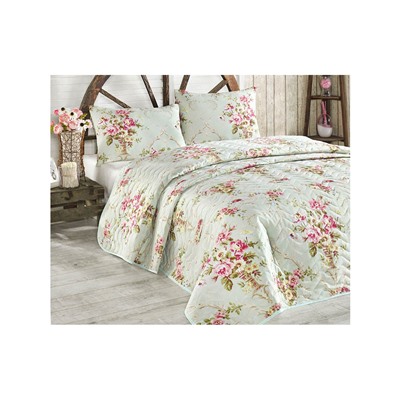1 сп. Стеганое Покрывало Двустороннее 160x220 см. с Наволочкой 50x70 см. Alanur Mint