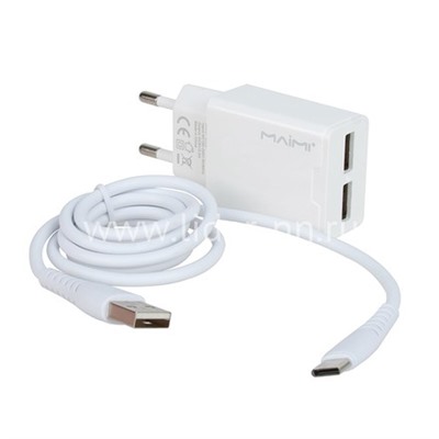 СЗУ Type-C 2 USB выхода (2400mAh/5V) MAIMI T28 (белый)