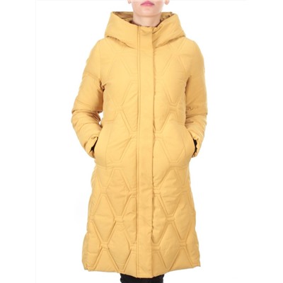 2158 MUSTARD Пальто зимнее облегченное  женское YINGPENG (150 гр. холлофайбер)