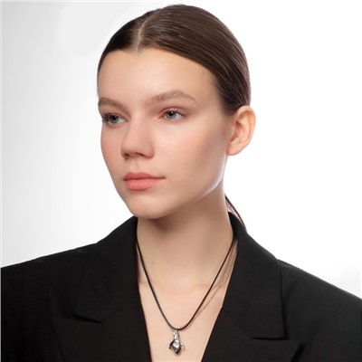 Кулоны парные «Прикосновение», на магните, 52 см, цвет чёрный/серебряный