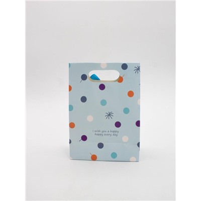 Пакет подарочный (XS) "Colorful dots", blue (12x6x16)