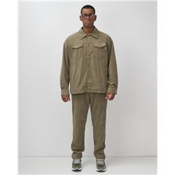 Спортивный костюм мужской весна-лето цвета хаки 55040Kh