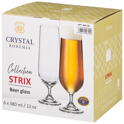 НАБОР БОКАЛОВ ДЛЯ ПИВА "DORA/STRIX" ИЗ 6ШТ. 380МЛ ВЫСОТА 21 СМ