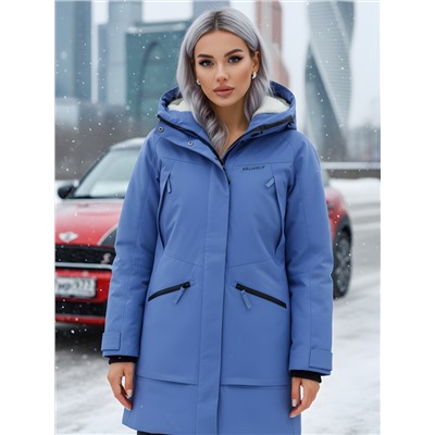 Парка зимняя женская с капюшоном василькового цвета 9538-1Vs