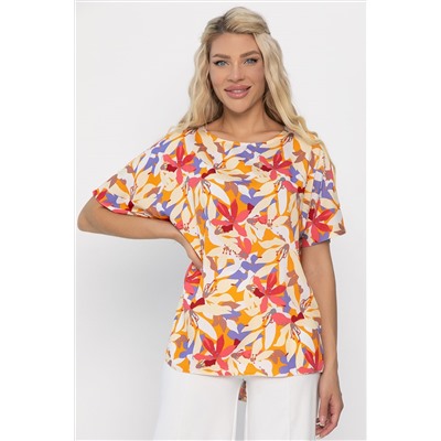 Блуза Маргоша (бежевая/цветы) Б13783-16М