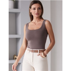 Топ облегающий с квадратным вырезом каре из премиального хлопка с эластаном