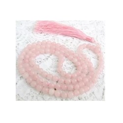 Чётки из Розового Кварца, Rose Quartz Gemstone Mala Rosary, произв. Kalyan Puja