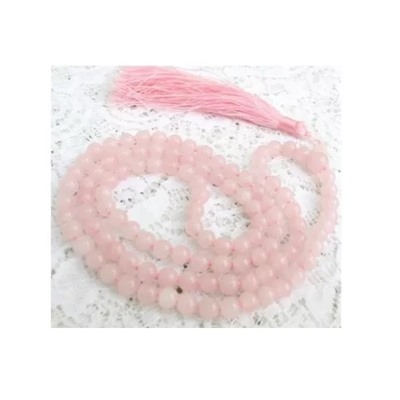 Чётки из Розового Кварца, Rose Quartz Gemstone Mala Rosary, произв. Kalyan Puja
