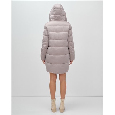 Куртка зимняя женская классическая с капюшоном светло-коричневого цвета 7671SK