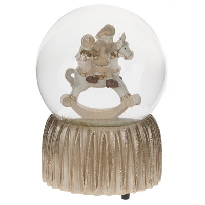 Фигурка декор в стекл шаре "Дед Мороз на лошадке" (муз с ключ), D 9 см, L9,5 W9,5 H14 см