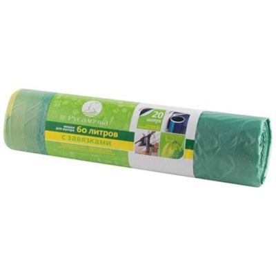 Мешки для мусора с завязками 60л, 20шт "Русалочка"