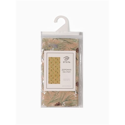 Дорожка на стол новогодняя Этель Spruce branches 30×70 см, 100% хлопок, саржа 190 г/м², бежевая