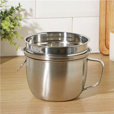 Набор посуды «Турист», 3 предмета: кружка 1.35 л, миска 650 мл, тарелка 300 мл, нержавеющая сталь, хромированный