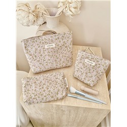 Brand capacious cosmetic bag for traveling, storage system, shopping bag, french style, with embroidery