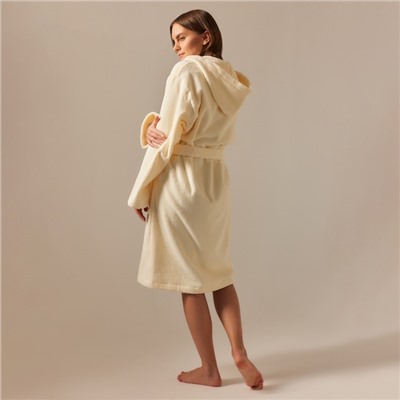 Халат махровый с капюшоном женский SL HOME: Basic "Айвори", р-р M, 100% хл, 420 г/м2