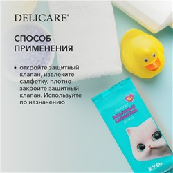 Delicare Салфетки влажные детские mini Котик Кусь, , 8 шт