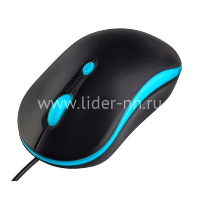 Мышь проводная PERFEO MOUNT USB (черный/голубой)