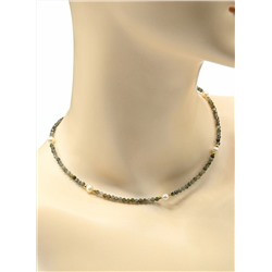 Чокер из лабрадора шарик гр.3мм, вставка из жемчуга шарик 5мм, 38см