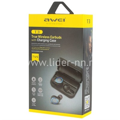 Bluetooth-гарнитура AWEI беcпроводная (T3) черная