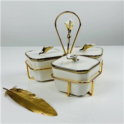 163-026 Набор из 3 банок на подставке MELODY в под.уп.(х12)Фарфор, металл