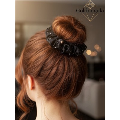 Резинка для волос объемная шелковая со стразами Арт:Р2/002