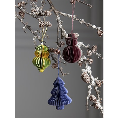 Набор елочных украшений из бумаги Honeycomb festive из коллекции New Year Essential, 3 шт.