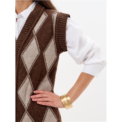 Безрукавка Ромбы на пуговицах из верблюжьей шерсти женская