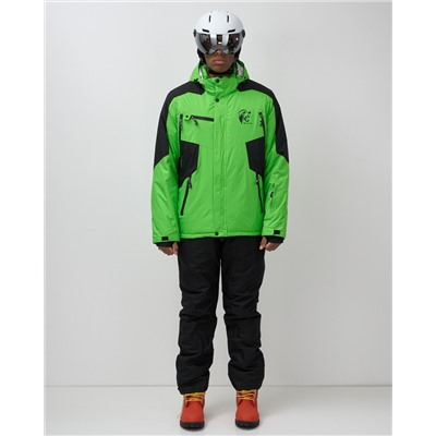 Горнолыжный костюм мужской зимний зеленого цвета 02381Z