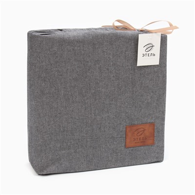 Постельное бельё Этель Denim 1.5 сп, 155×210 см, 160×240 см, 50×70-2 шт., тёмно-серое, жатый хлопок