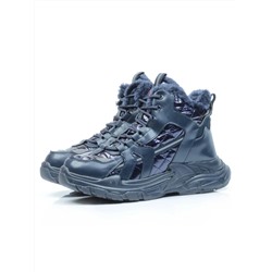 04-8525-2 DARK BLUE Ботинки зимние женские (искусственные материалы)