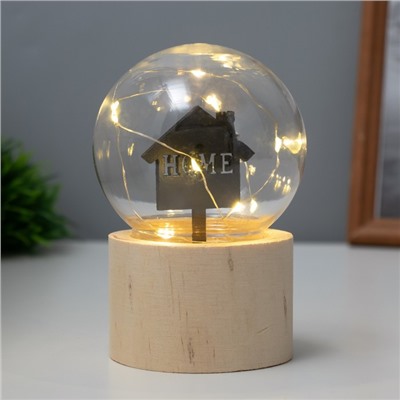Фигурка светящаяся RISALUX «Дом», LED-ночник, 3×AG10, шар-8 см, 6.5×6.5×11.5 см